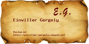 Einviller Gergely névjegykártya